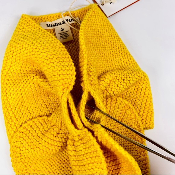 NWT MISHA&PUFF Adult Women Scarf 100% Merino Wool Knit Neck Warmer Yellow (g41) - Picture 4 of 12